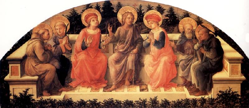 Fra Filippo Lippi Sts Francis,Lawrence,Cosmas or Damian,John the Baptist,Damian or Cosmas,Anthony Abbot and Peter Sweden oil painting art